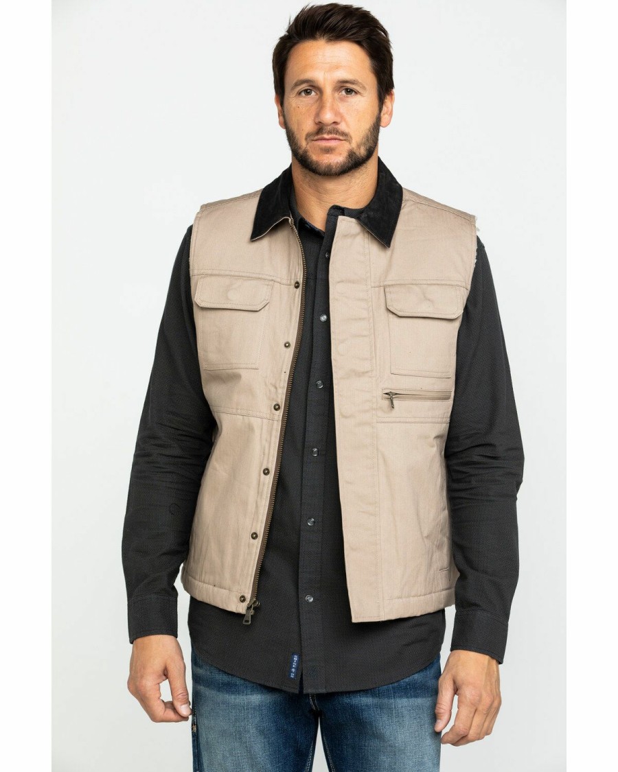 Men Cody James | Cody James Men'S Tan Ranchero Timberwolf Canvas Vest Online