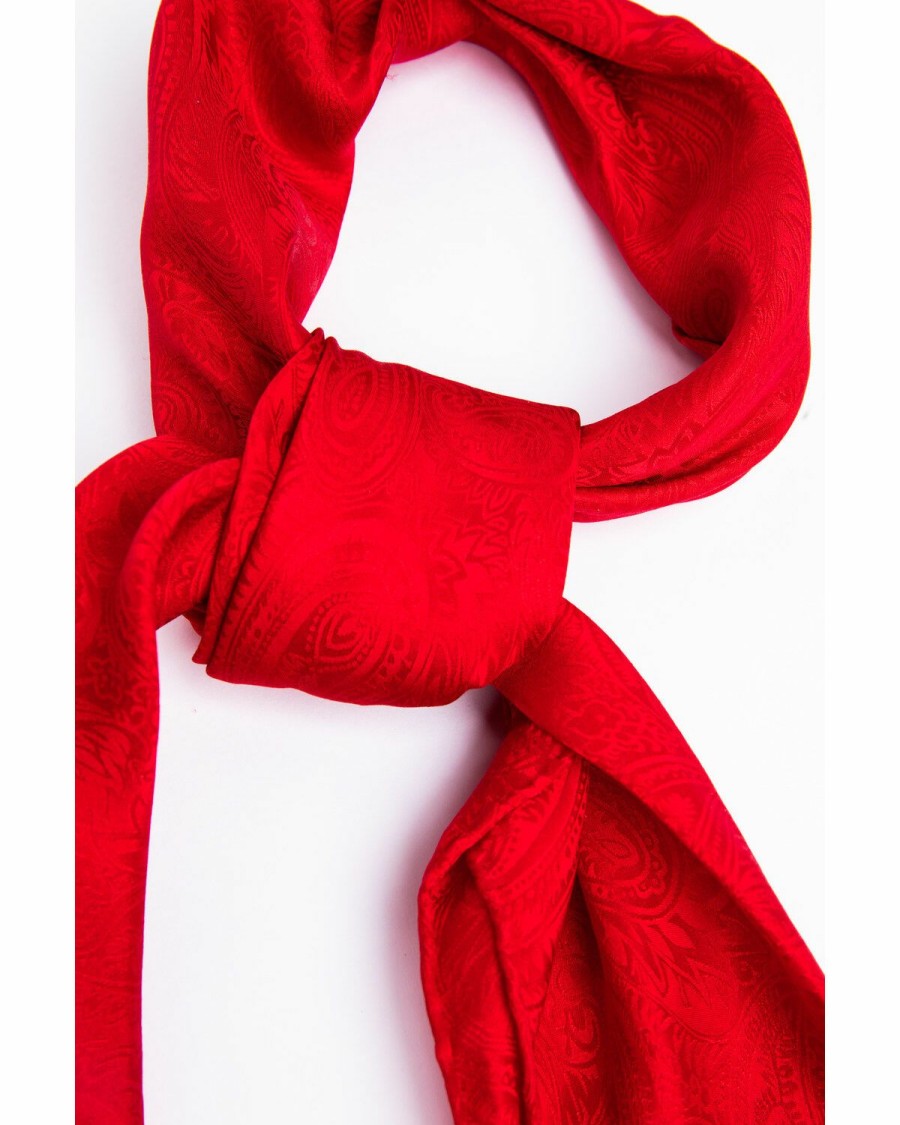 Men Cody James | Cody James Men'S Red Silk Jacquard Scarf Discount