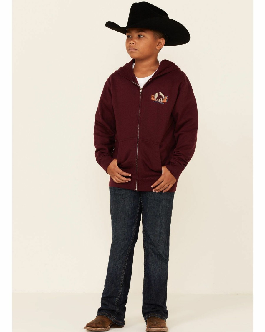 Gifts Cody James | Cody James Boys' Burgundy Rodeo Show Poster Graphic Zip-Front Hooded Sweatshirt Online