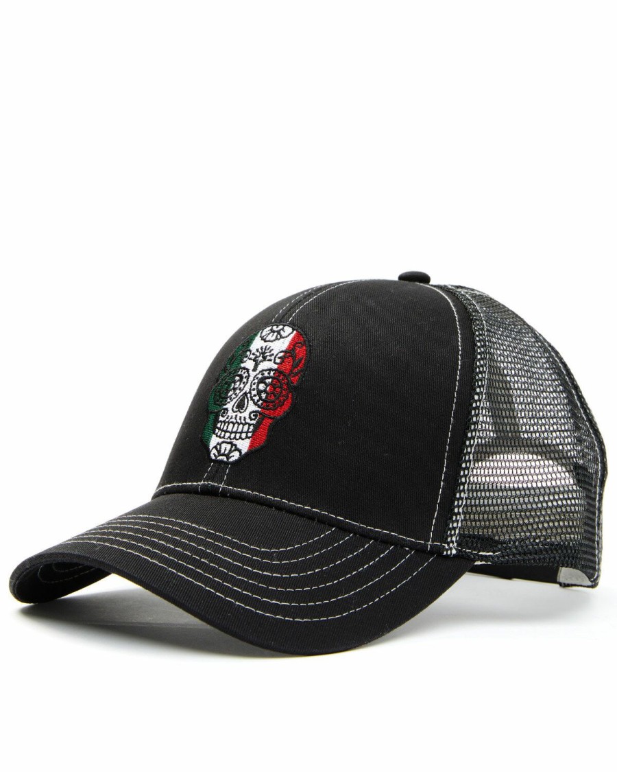 Gifts Cody James | Cody James Men'S Mexico Flag Sugar Skull Embroidered Mesh-Back Ball Cap Online