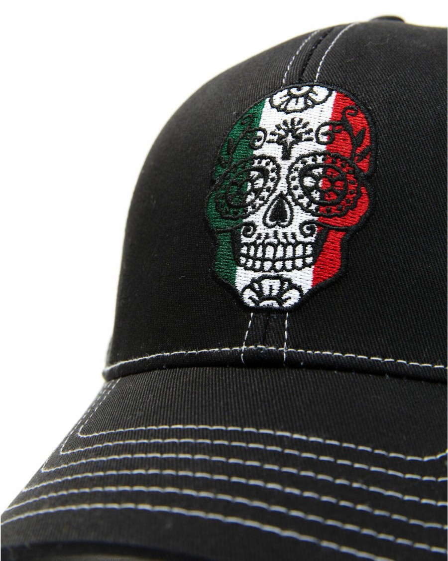 Gifts Cody James | Cody James Men'S Mexico Flag Sugar Skull Embroidered Mesh-Back Ball Cap Online