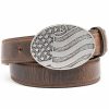 Men Cody James | Cody James Men'S Brown American Flag Oval Western Buckle Belt Online