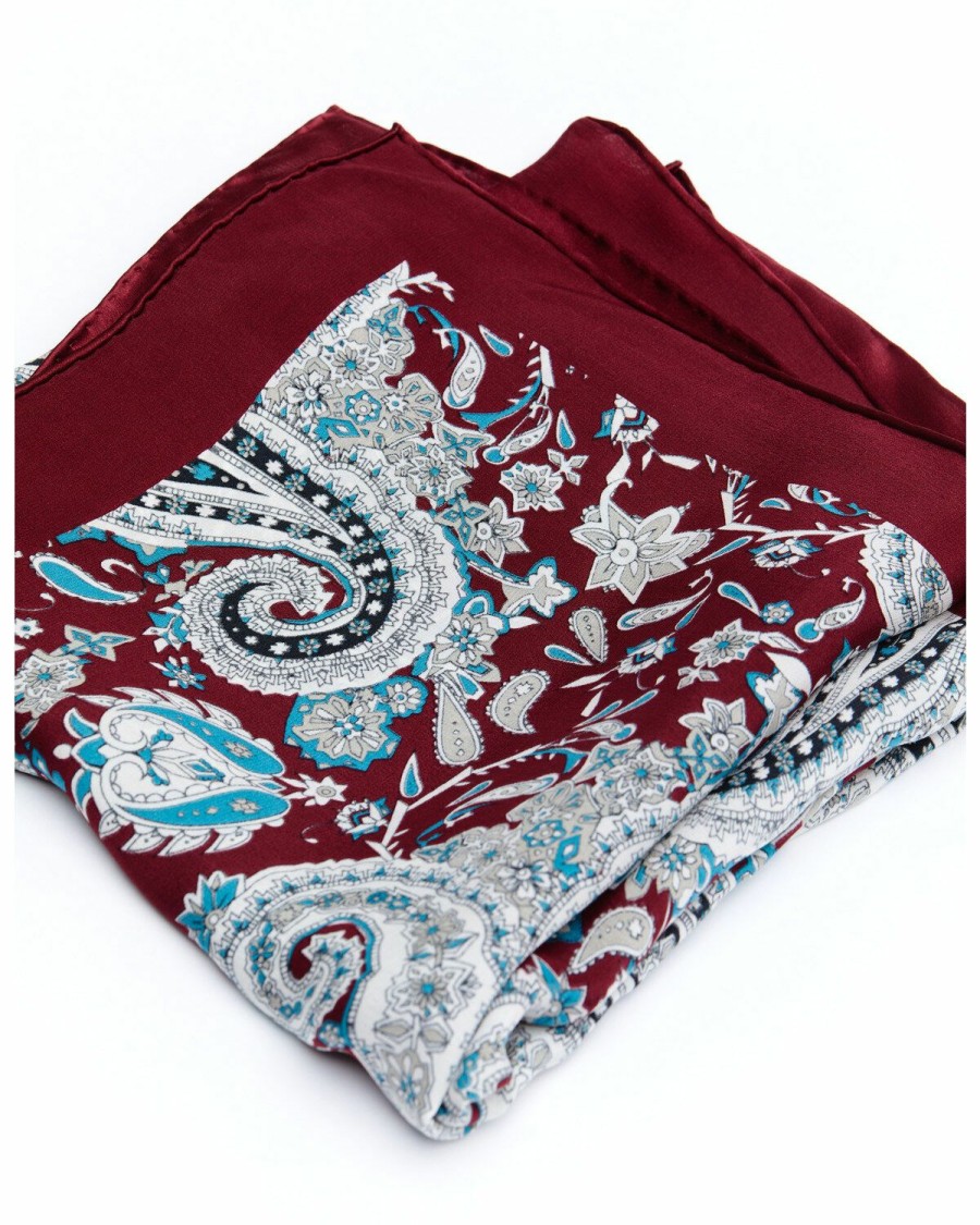 Men Cody James | Cody James Men'S Silk Burgundy Paisley Wild Rag Scarf Discount