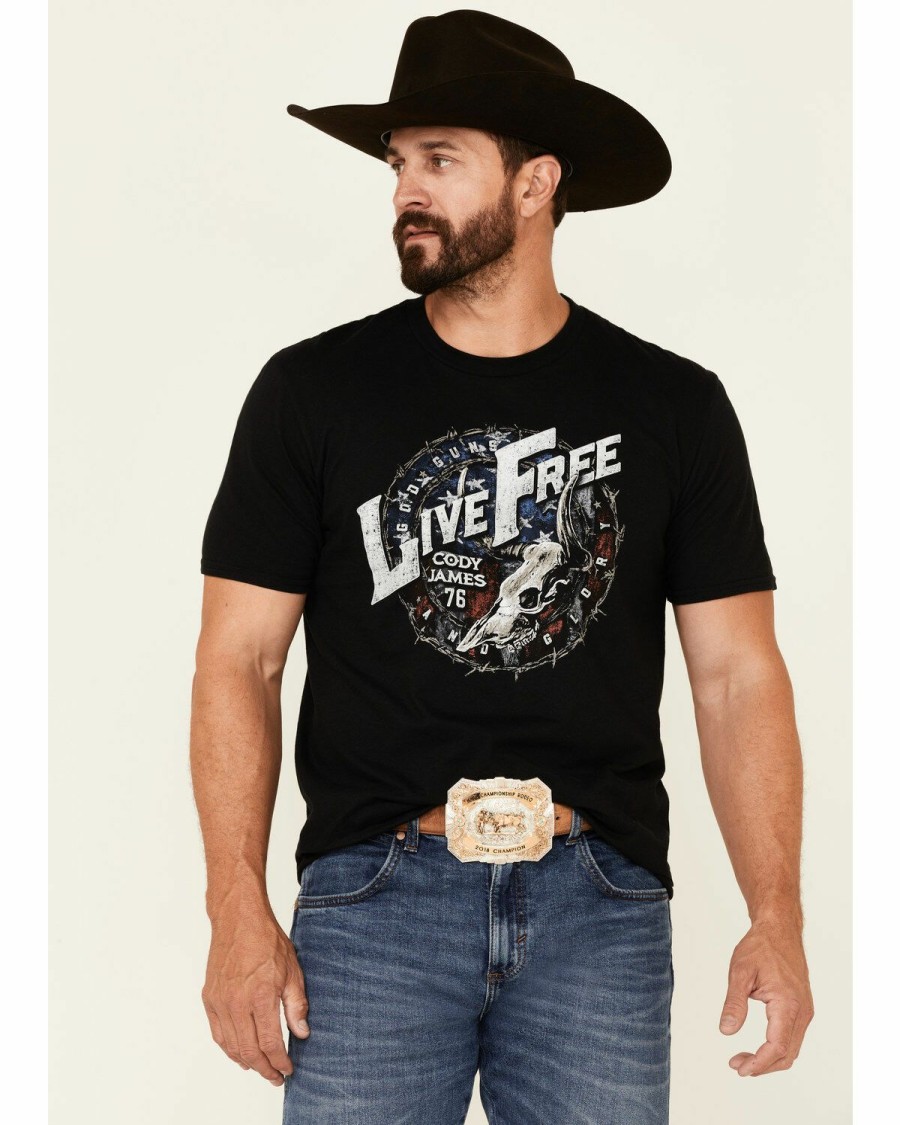 Clothing Cody James | Cody James Men'S Live Free Barb Wire Circle Graphic Short Sleeve T-Shirt Sale