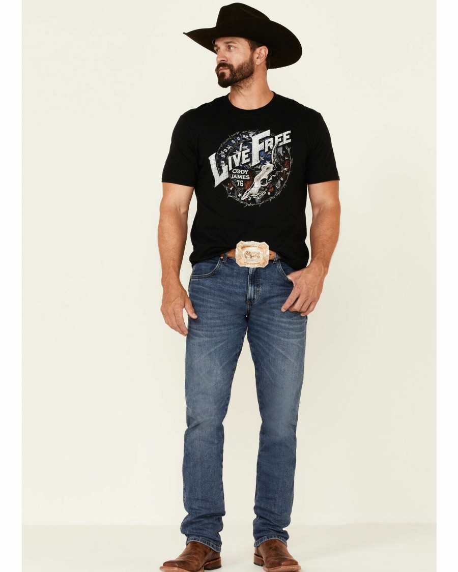 Clothing Cody James | Cody James Men'S Live Free Barb Wire Circle Graphic Short Sleeve T-Shirt Sale