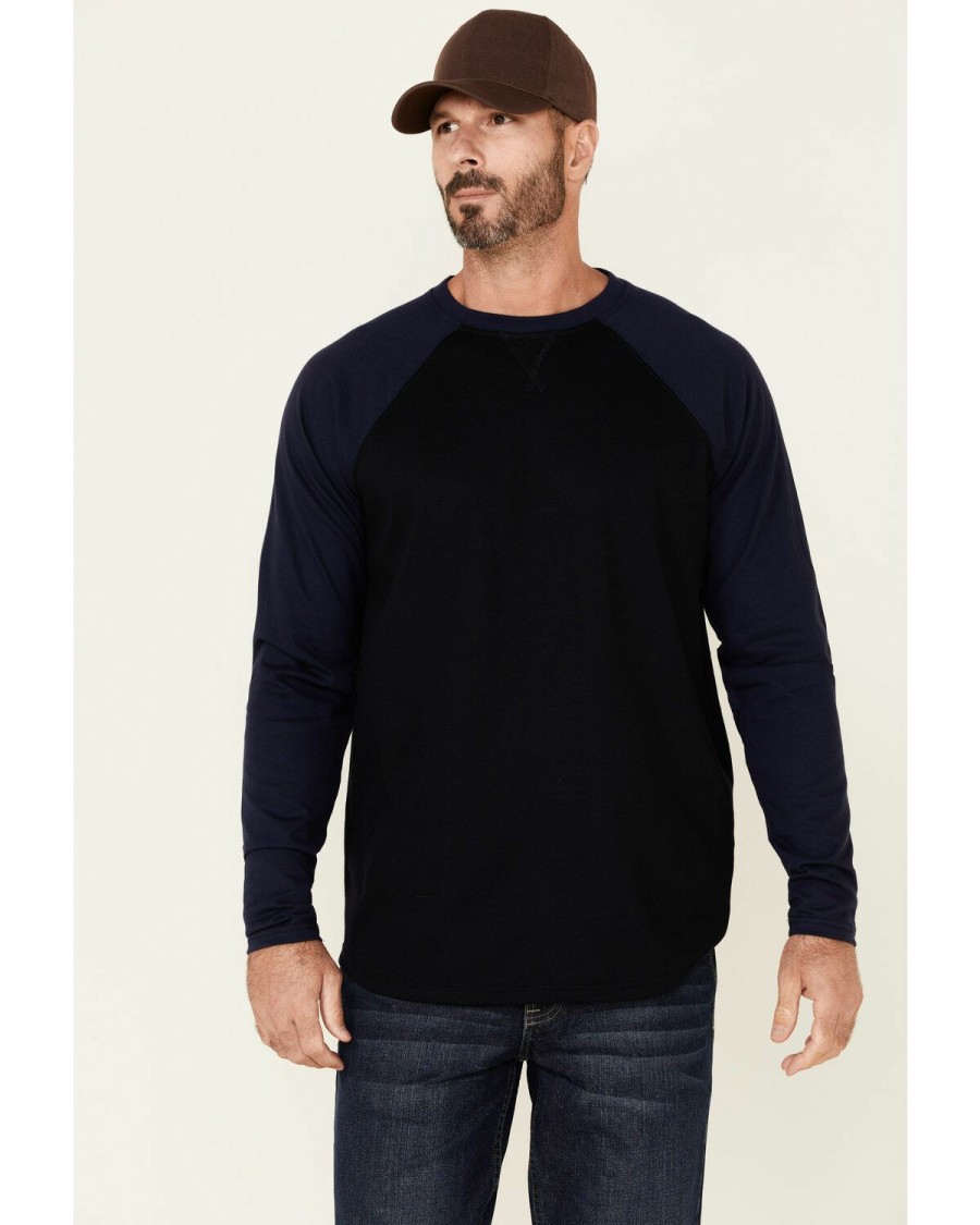 Clothing Cody James | Cody James Men'S Fr Navy Blocked Baseball Long Sleeve Work Shirt Discount