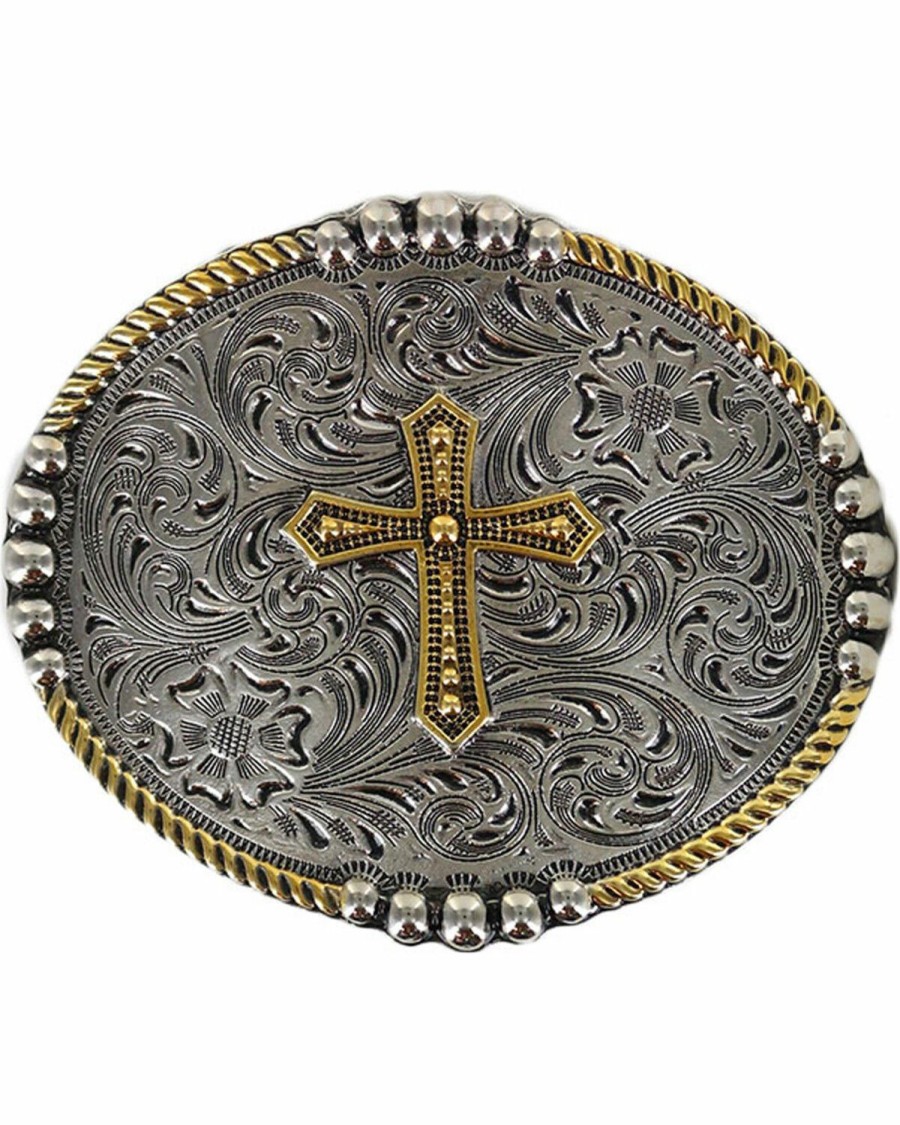 Men Cody James | Cody James Men'S Filigree Cross Belt Buckle Sale