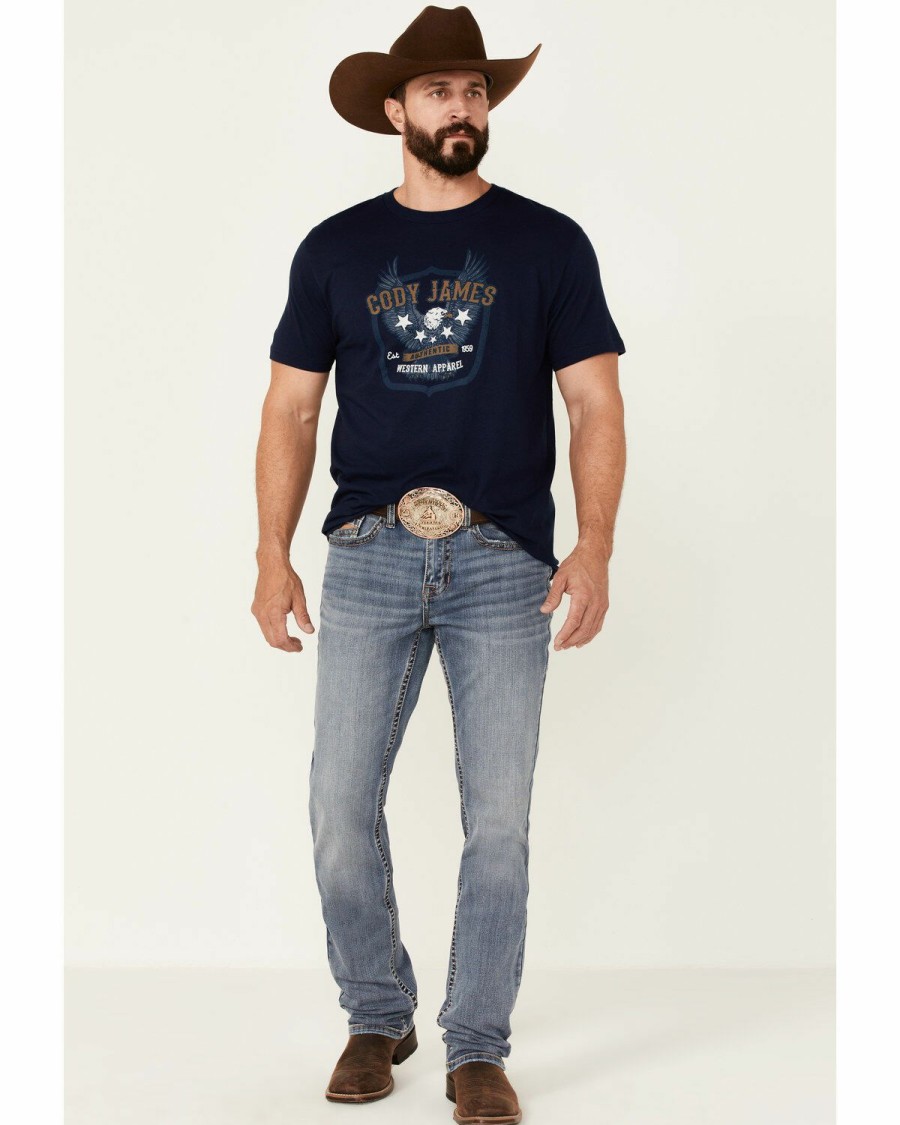 Men Cody James | Cody James Men'S Heather Navy Eagle Western Graphic Short Sleeve T-Shirt Outlet