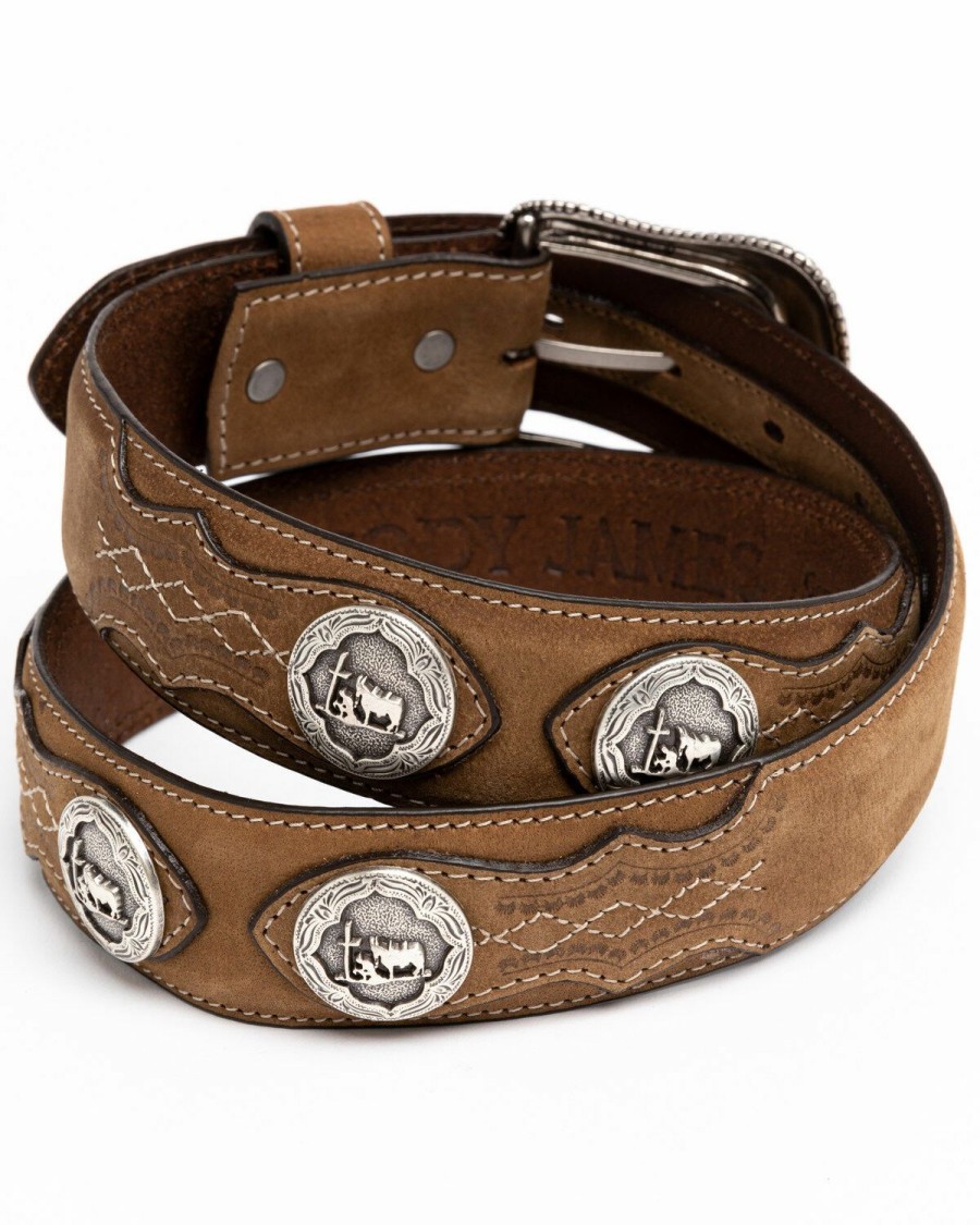 Men Cody James | Cody James Men'S Hair-On Praying Cowboy Concho Western Belt Outlet