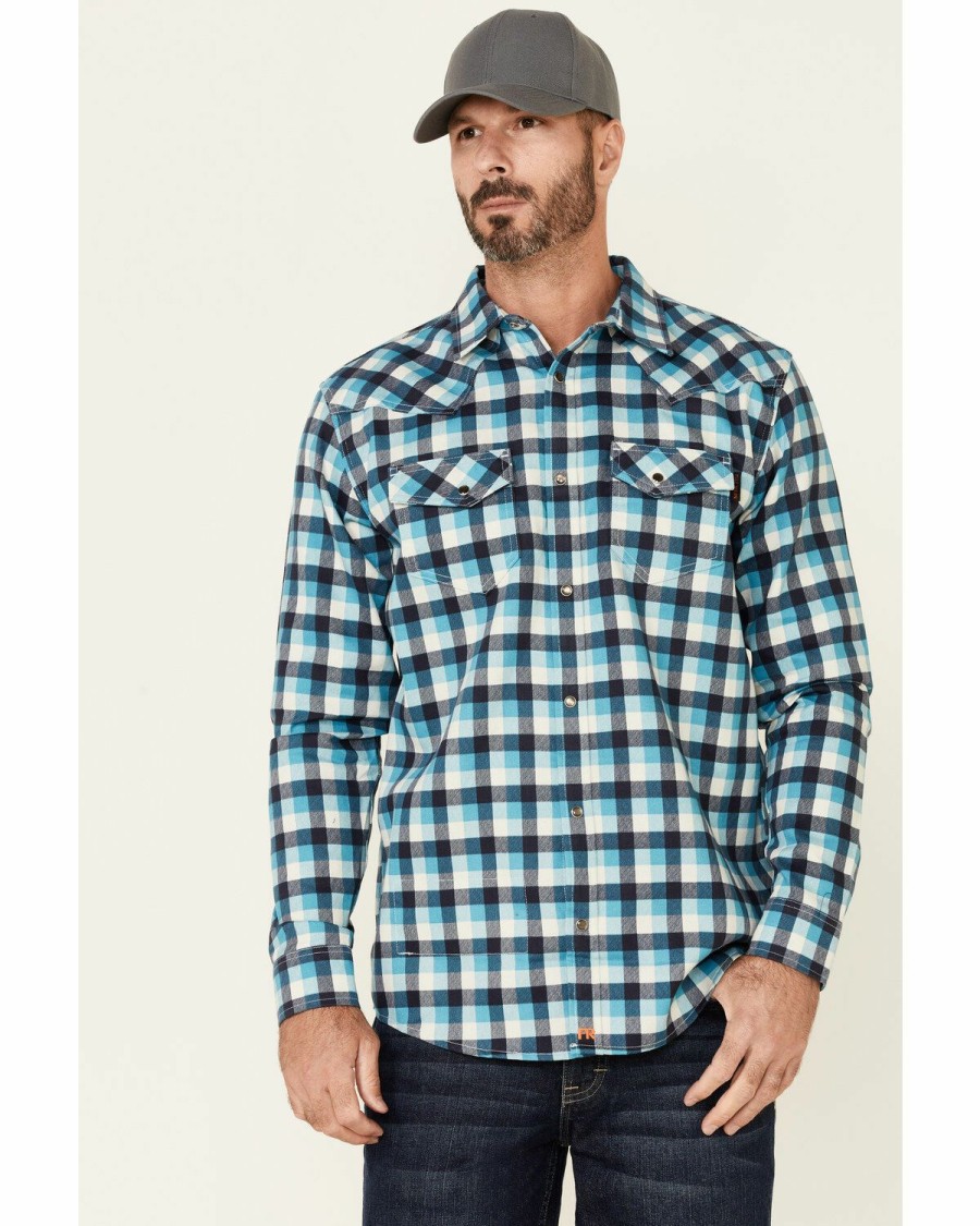 Gifts Cody James | Cody James Men'S Fr Teal Plaid Long Sleeve Work Shirt Tall Online