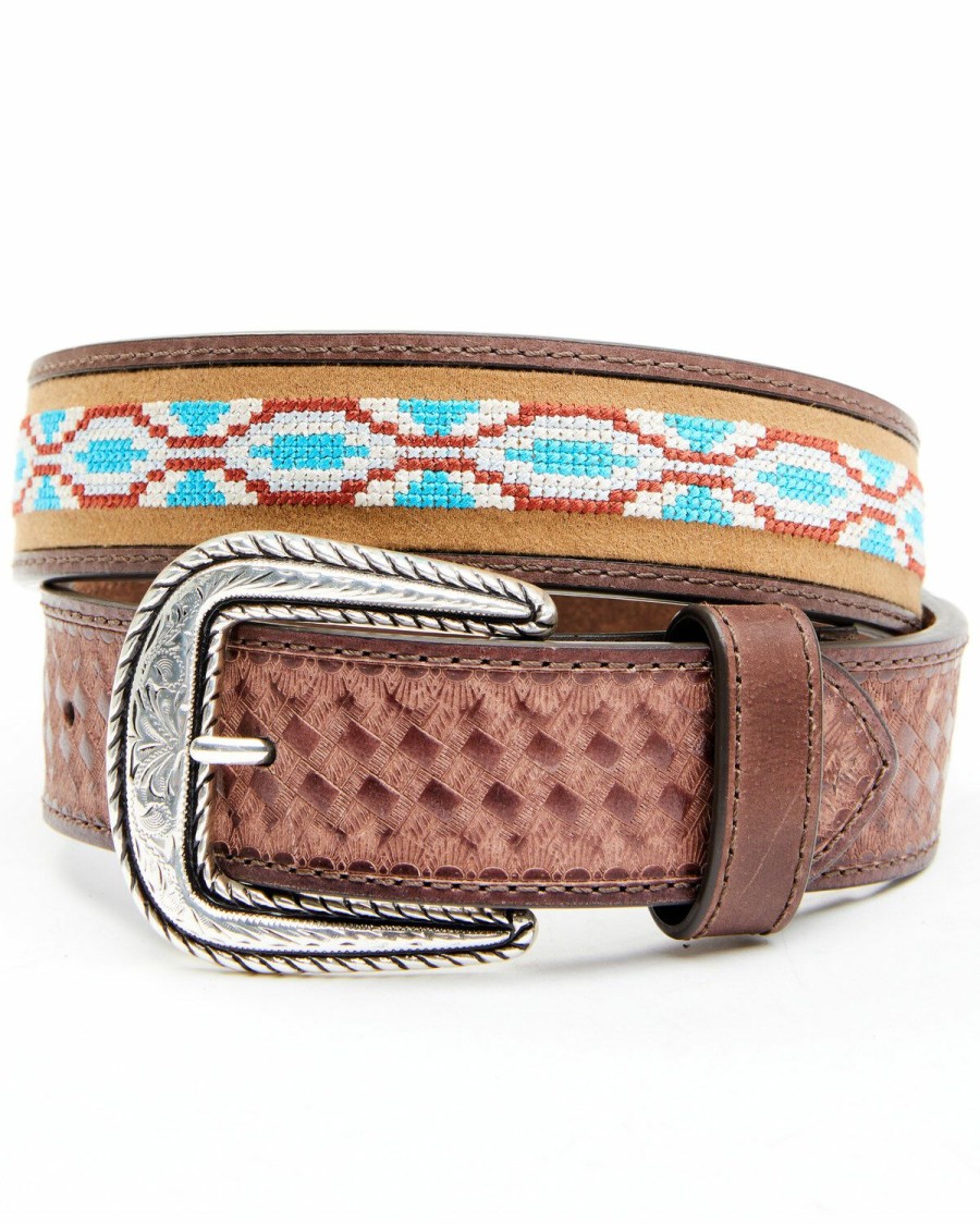 Men Cody James | Cody James Men'S Southwestern Basket Weave Western Belt Discount