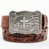 Men Cody James | Cody James Men'S God Bless America Cross Buckle Leather Belt Sale