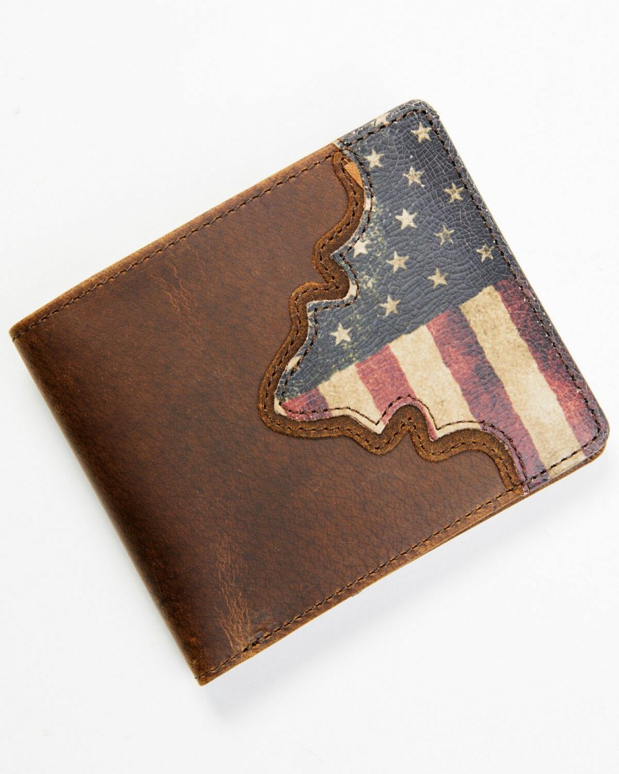 Men Cody James | Cody James Men'S Brown Distressed Flag Bifold Wallet Sale