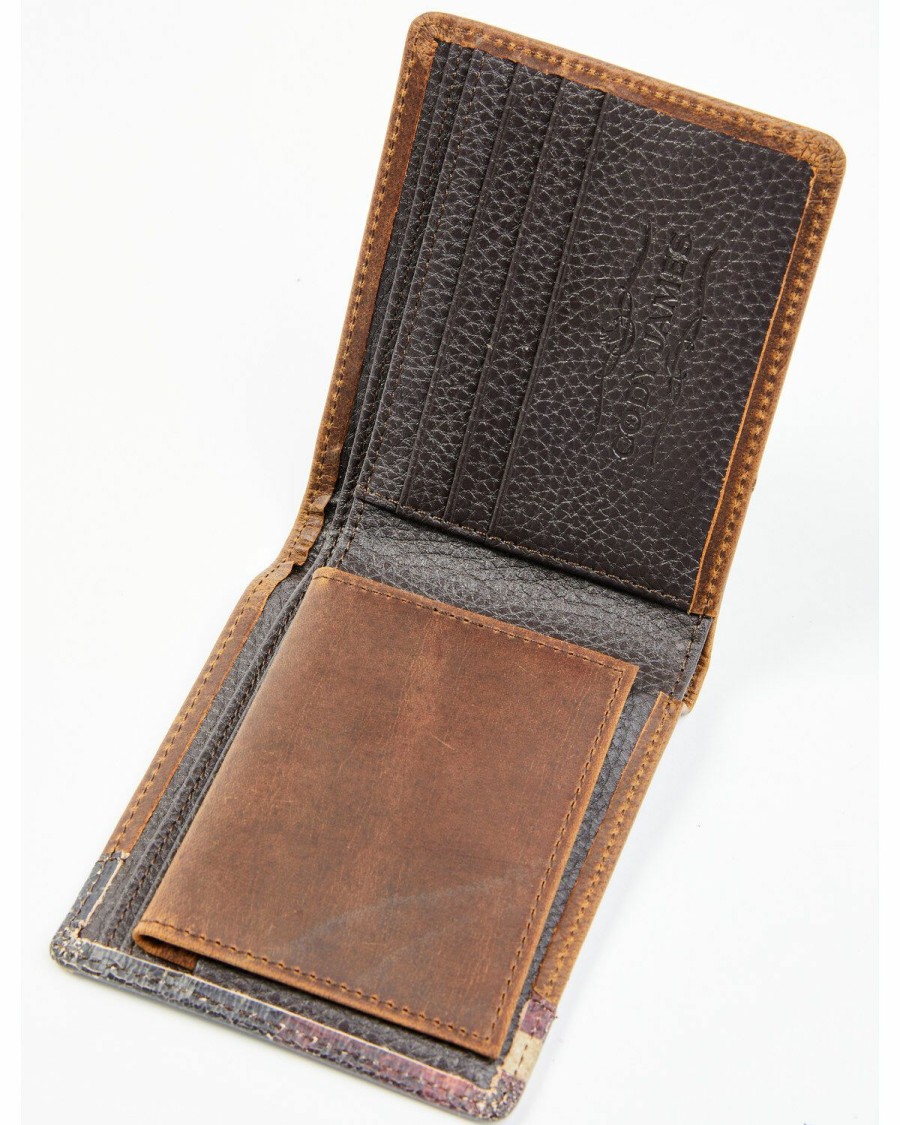 Men Cody James | Cody James Men'S Brown Distressed Flag Bifold Wallet Sale