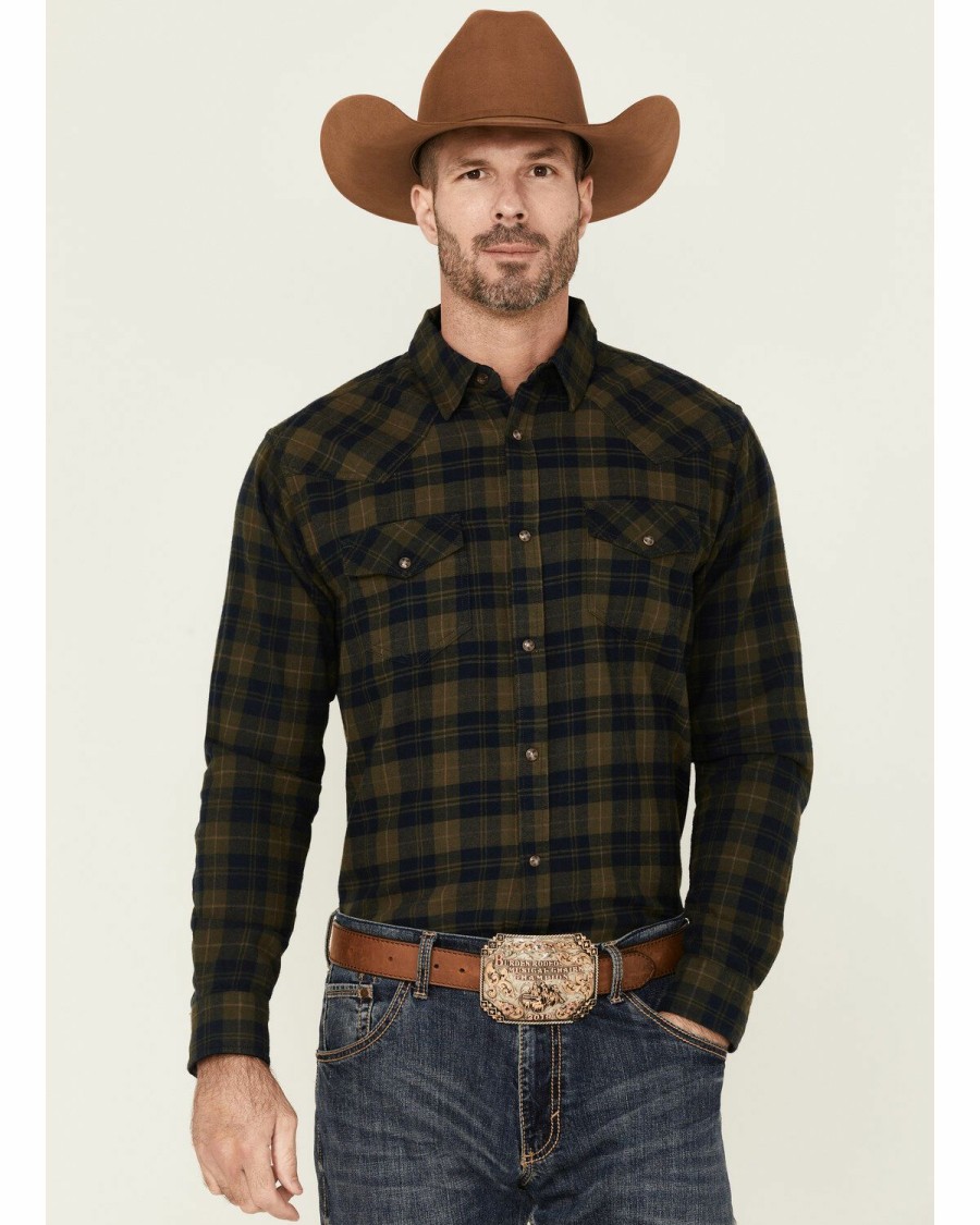 Gifts Cody James | Cody James Men'S Hunter Green Workhorse Plaid Long Sleeve Snap Western Flannel Shirt Online