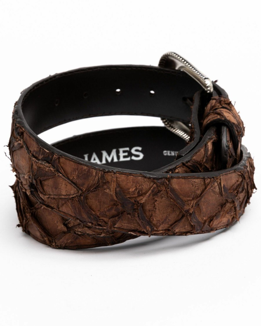 Men Cody James | Cody James Men'S Brown Pirarucu Exotic Belt Online