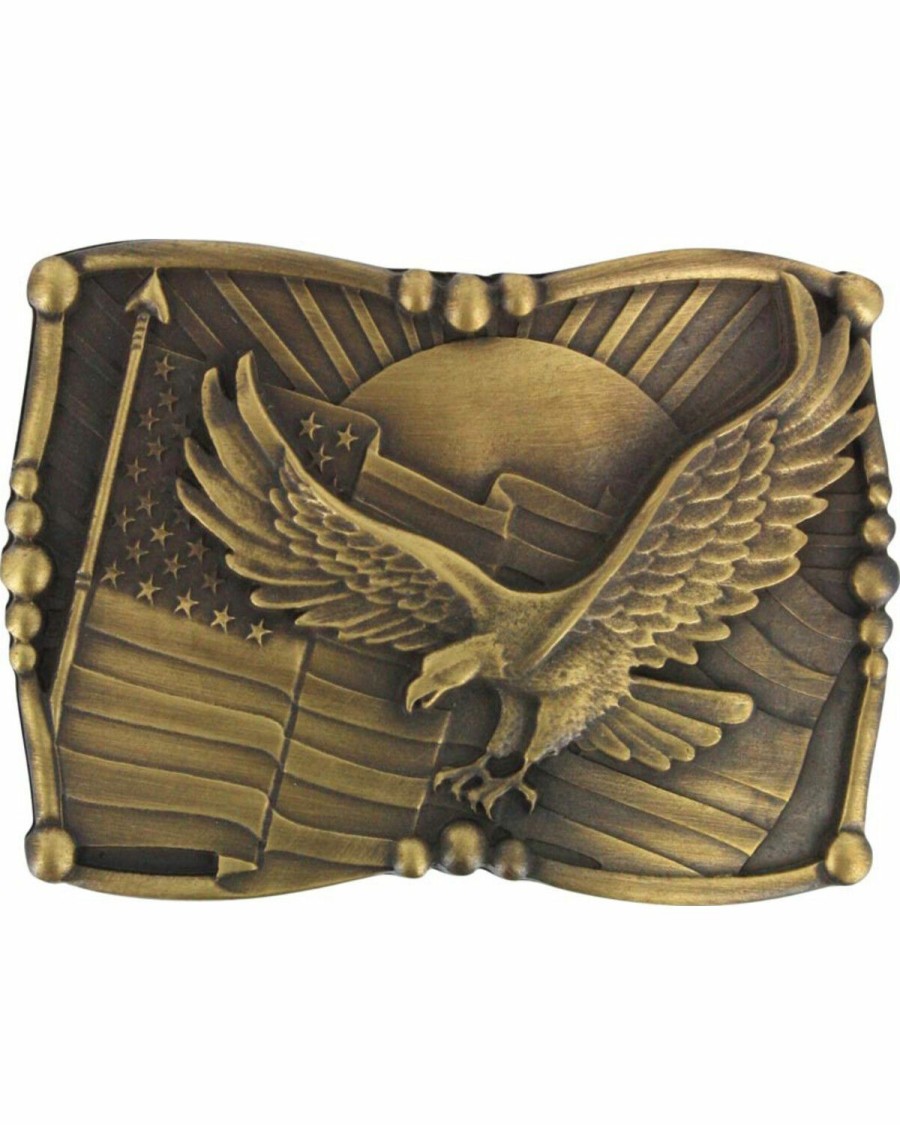 Men Cody James | Cody James Men'S Antiqued American Flag And Eagle Belt Buckle Online