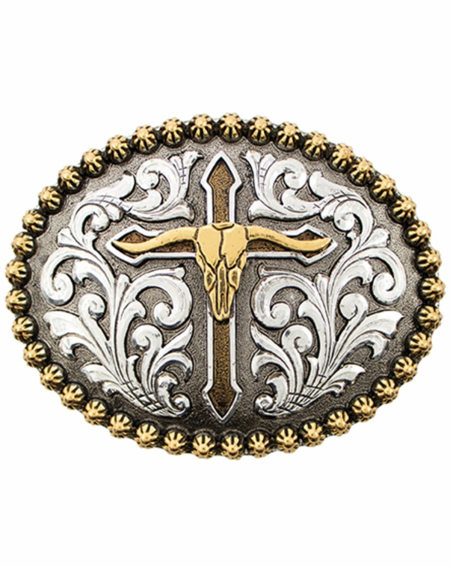 Men Cody James | Cody James Men'S Steer Skull With Cross Belt Buckle Sale