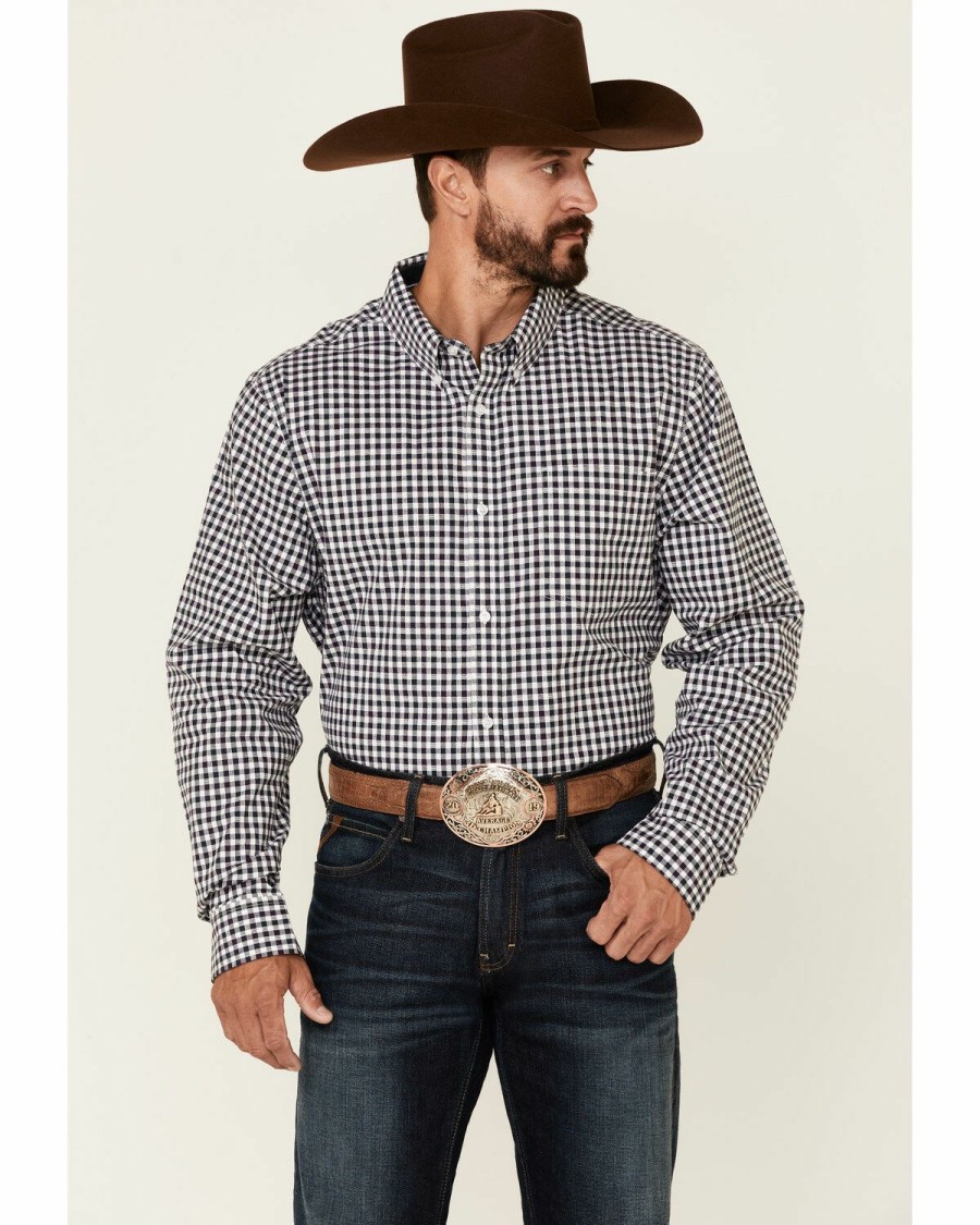 Clothing Cody James | Cody James Core Men'S Barbed Small Plaid Long Sleeve Button-Down Western Shirt Discount