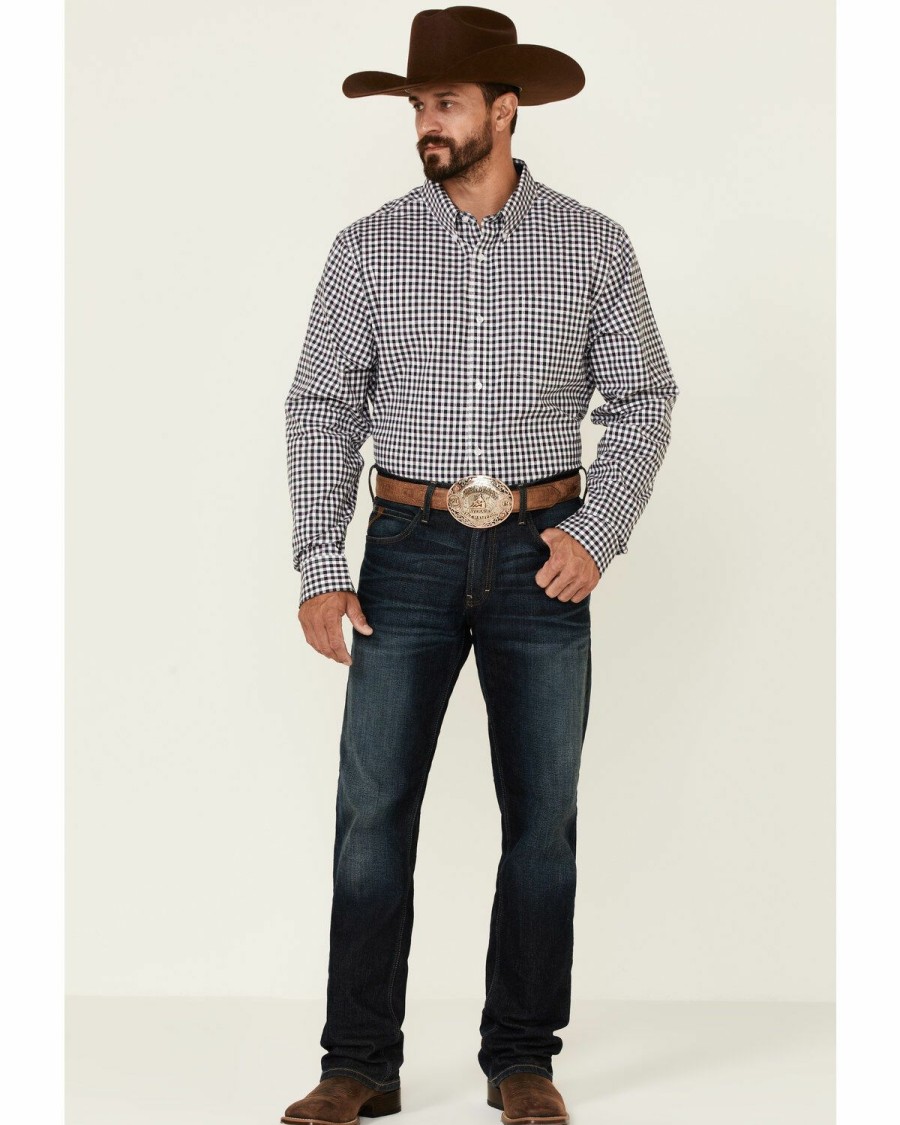 Clothing Cody James | Cody James Core Men'S Barbed Small Plaid Long Sleeve Button-Down Western Shirt Discount