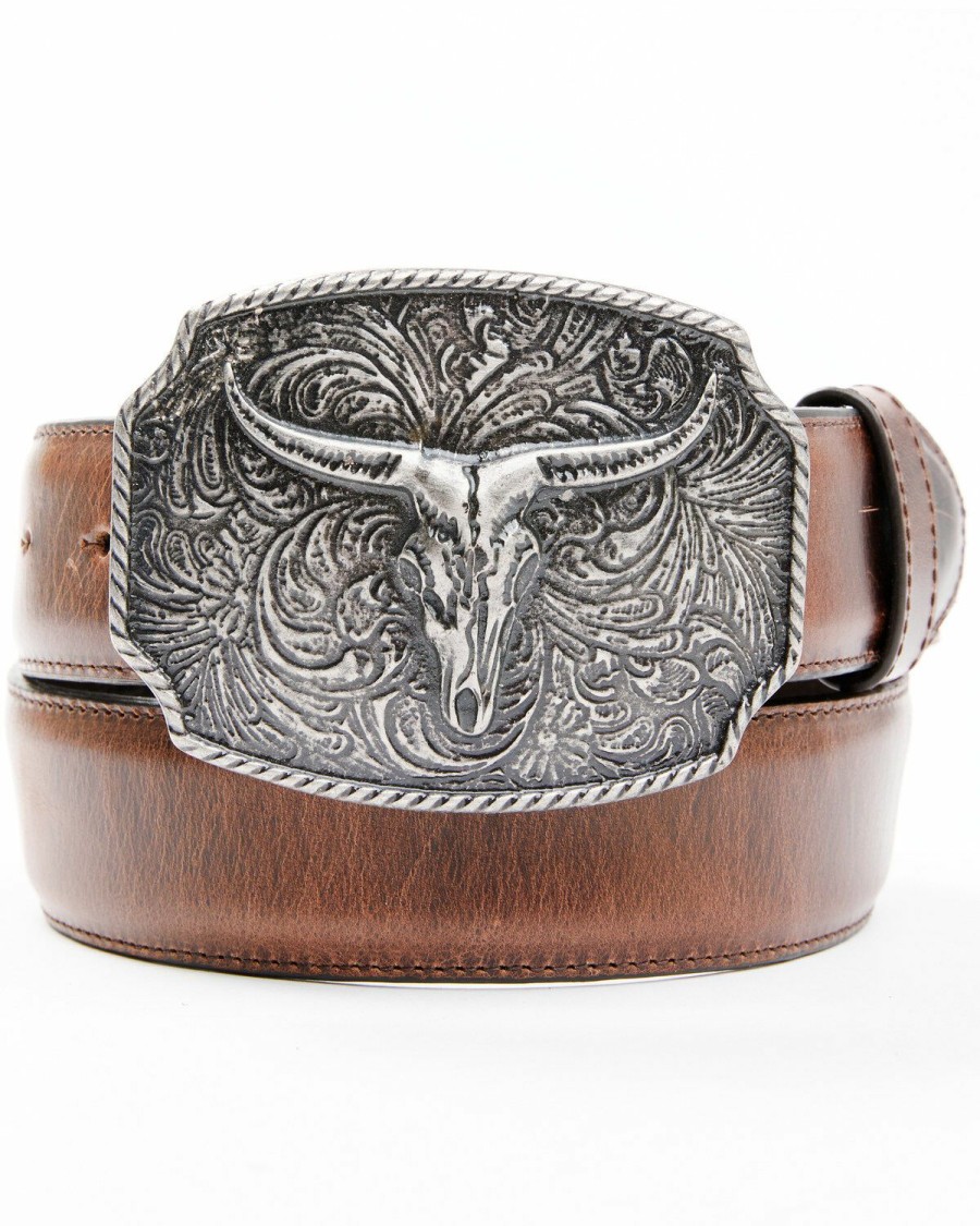 Men Cody James | Cody James Men'S Longhorn Scroll Buckle Belt Outlet