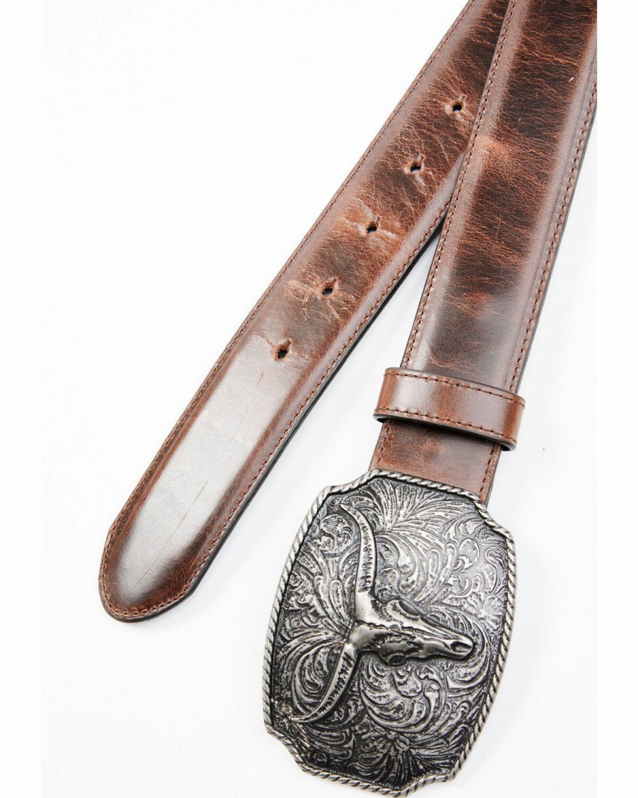 Men Cody James | Cody James Men'S Longhorn Scroll Buckle Belt Outlet