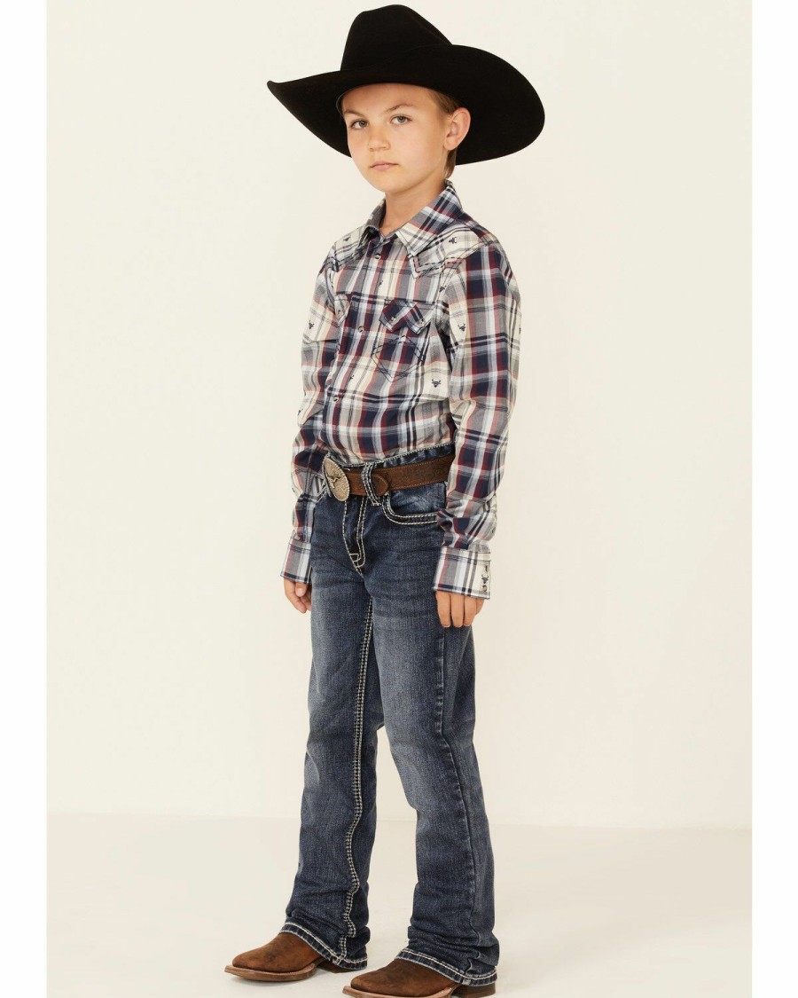 Clothing Cody James | Cody James Boys' Bull Dobby Plaid Long Sleeve Snap Western Shirt Discount