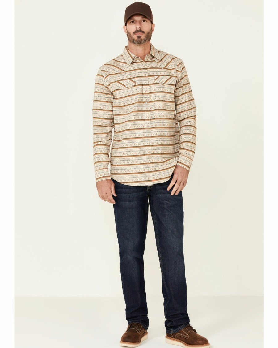 Clothing Cody James | Cody James Men'S Fr Tan Striped Long Sleeve Work Shirt Online