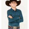 Clothing Cody James | Cody James Boys' Ride On Textured Solid Long Sleeve Snap Western Shirt Sale