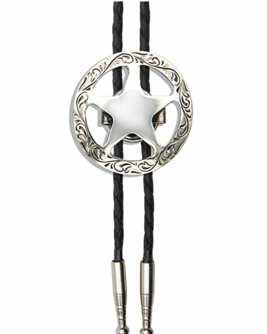 Men Cody James | Cody James Men'S Silver Sheriff'S Star Bolo Tie Discount