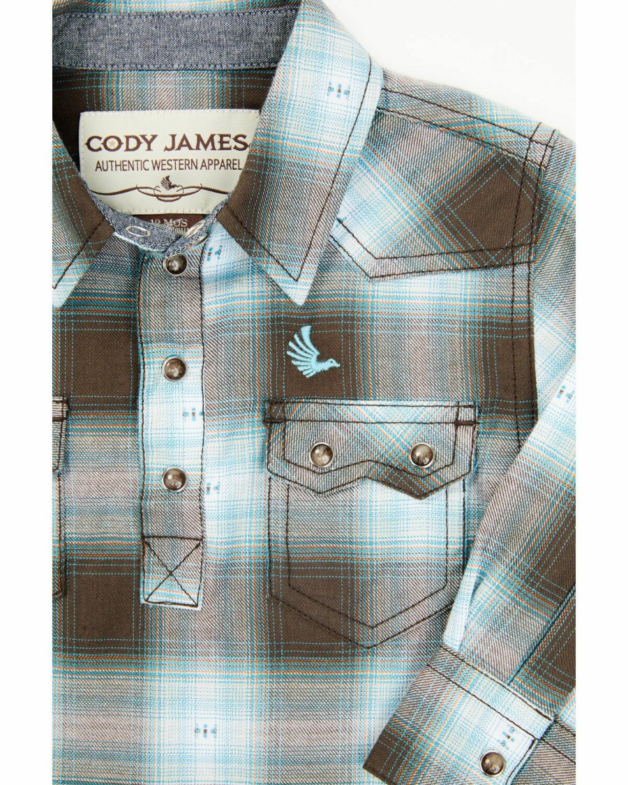 Clothing Cody James | Cody James Infant Boys' Background Plaid Long Sleeve Snap Western Onesie Sale