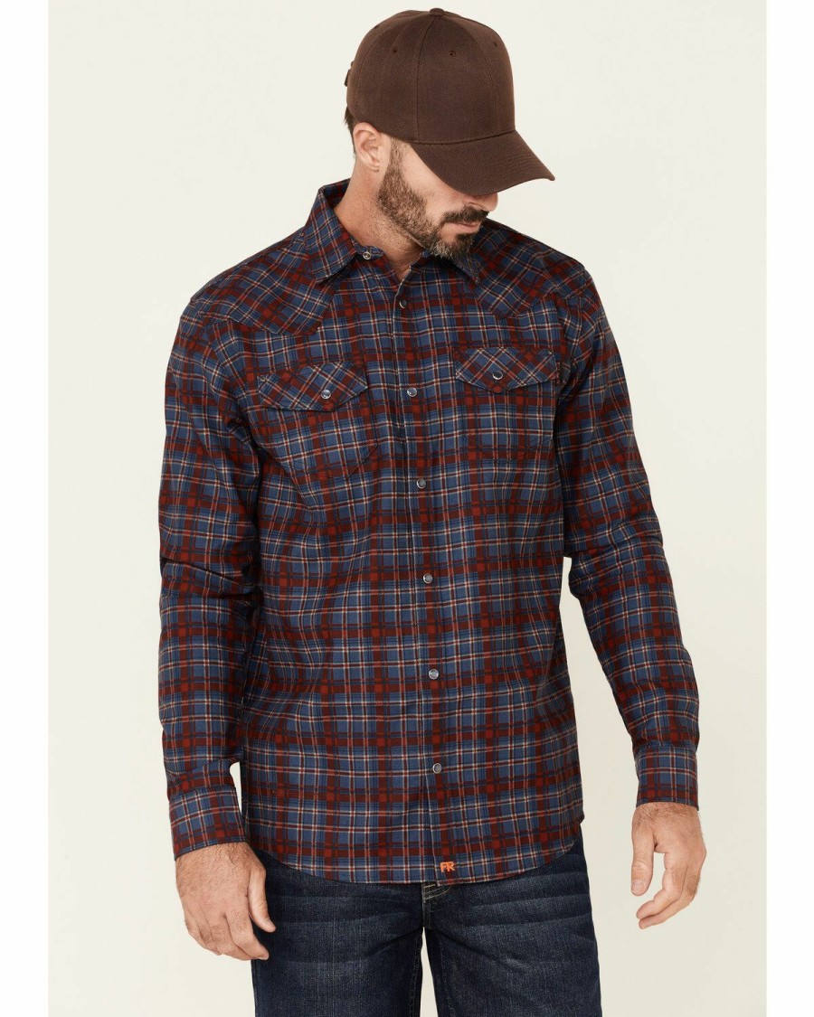 Clothing Cody James | Cody James Men'S Fr Indigo Plaid Long Sleeve Work Shirt Discount