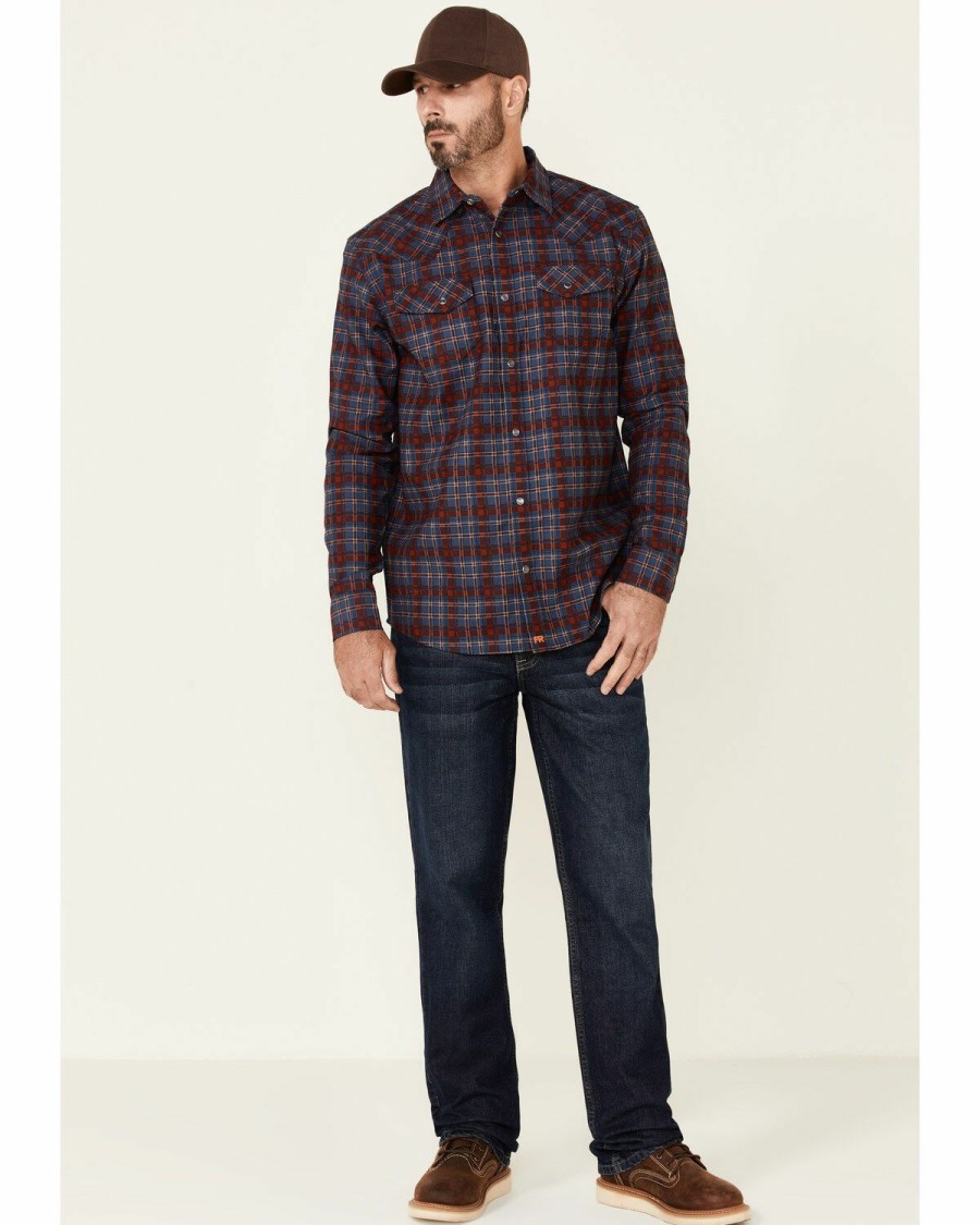 Clothing Cody James | Cody James Men'S Fr Indigo Plaid Long Sleeve Work Shirt Discount