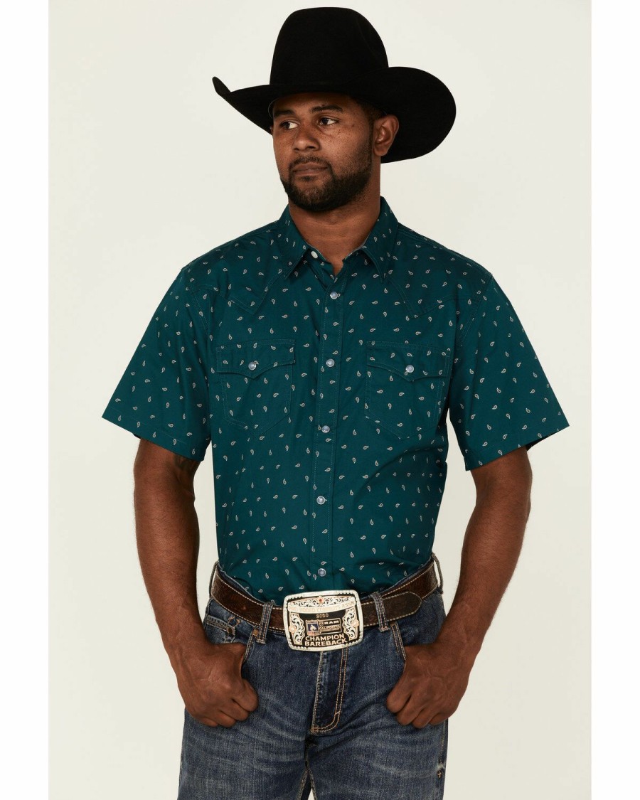 Men Cody James | Cody James Men'S Marlin Geo Print Short Sleeve Snap Western Shirt Sale