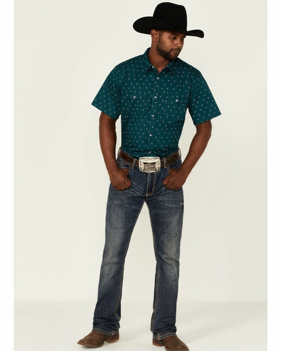 Men Cody James | Cody James Men'S Marlin Geo Print Short Sleeve Snap Western Shirt Sale