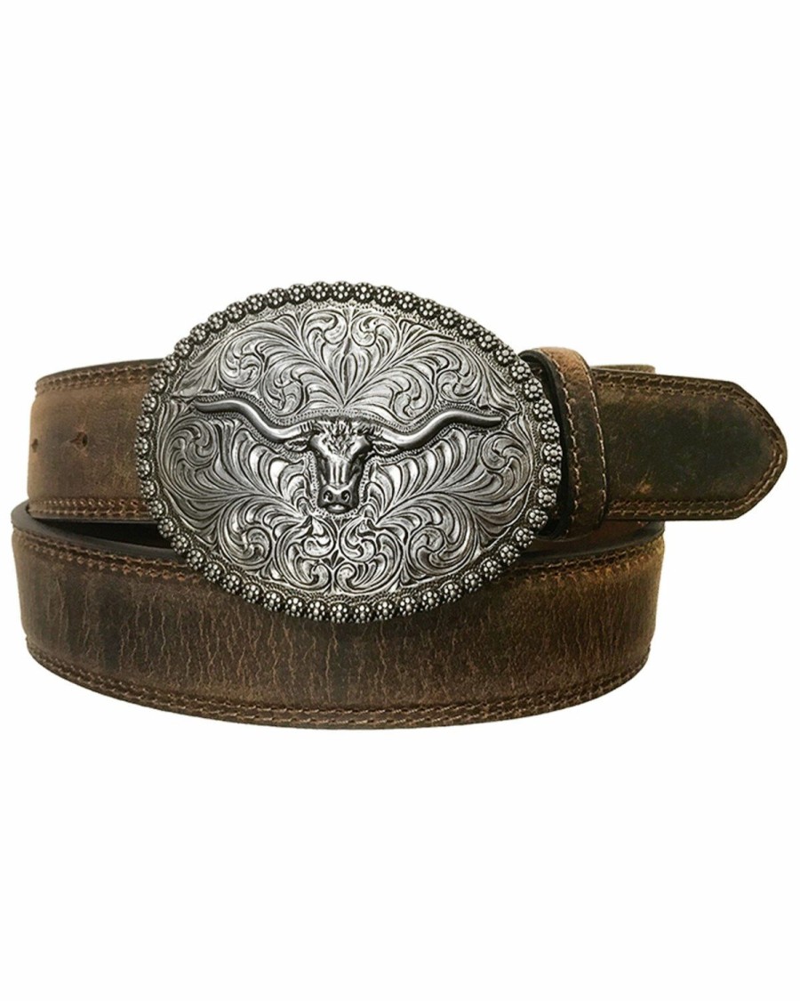 Men Cody James | Cody James Men'S Longhorn Berry Edge Buckle Belt Sale