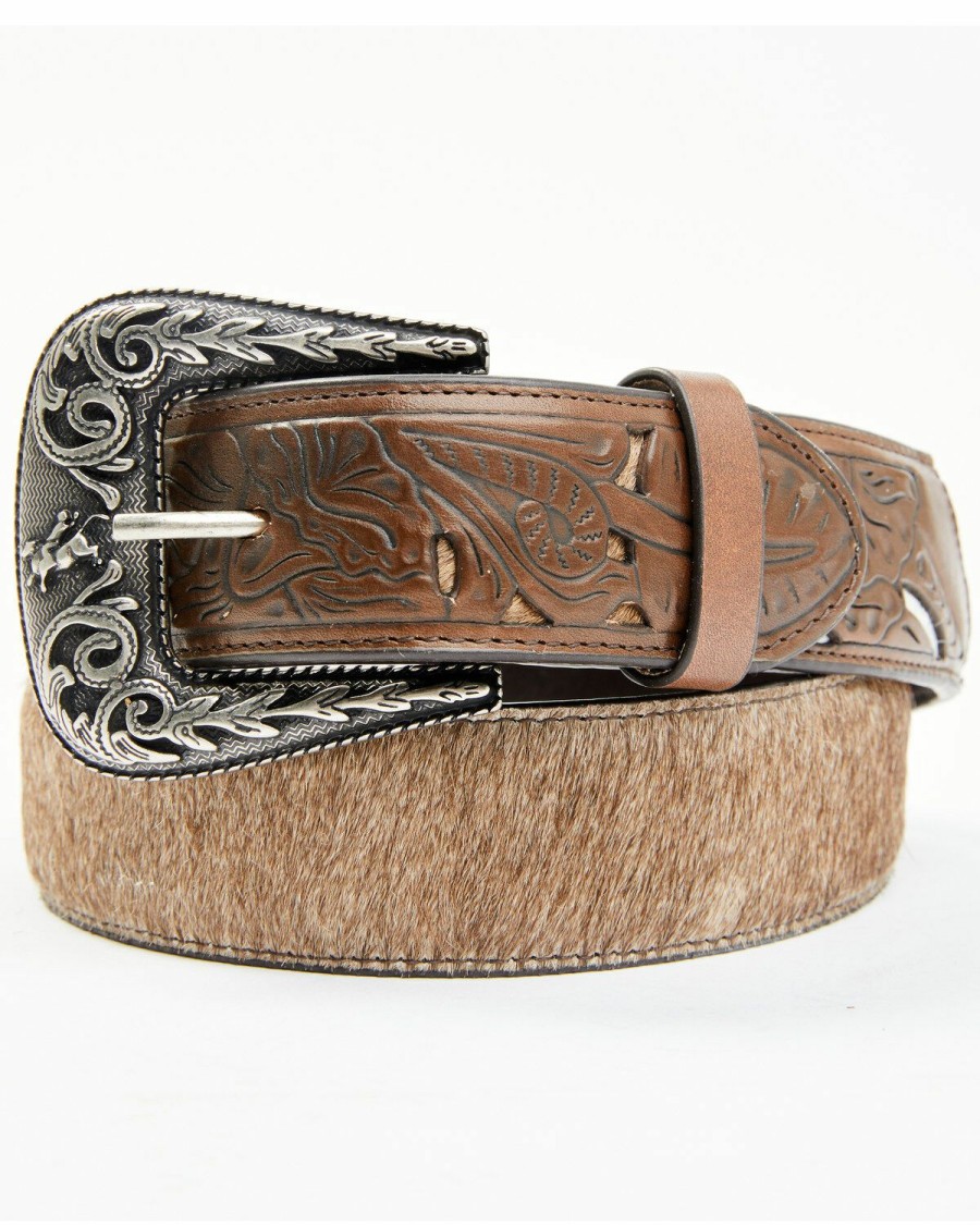 Men Cody James | Cody James Men'S Hair-On Tooled Cut-Out Billet Belt Discount