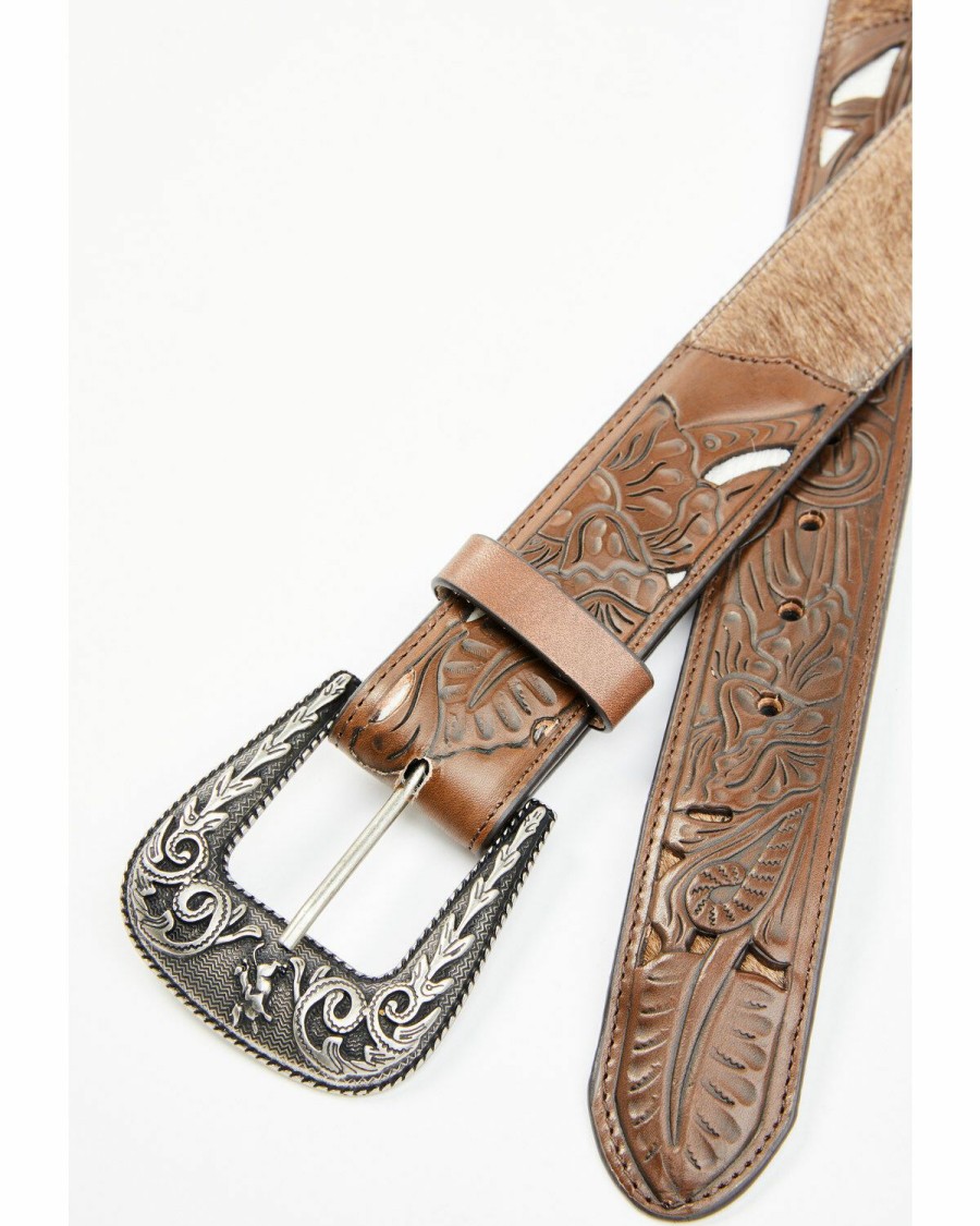 Men Cody James | Cody James Men'S Hair-On Tooled Cut-Out Billet Belt Discount