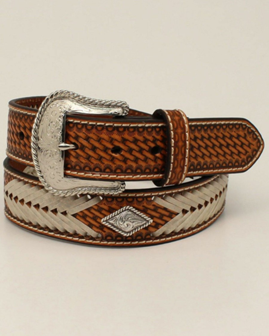 Men Cody James | Cody James Men'S Embossed Basketweave Rawhide Western Belt Sale