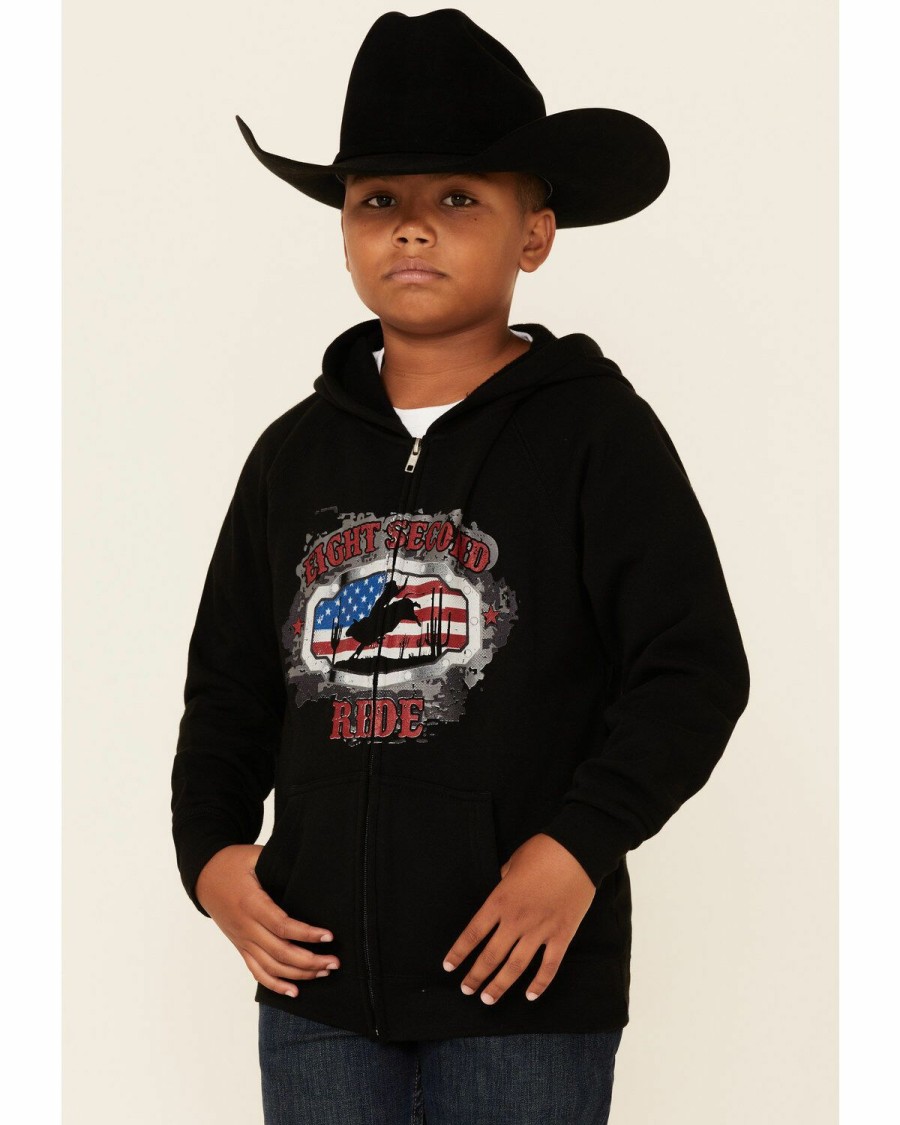 Gifts Cody James | Cody James Boys' Eight Second Ride Bullrider Graphic Zip-Front Hooded Sweatshirt Outlet