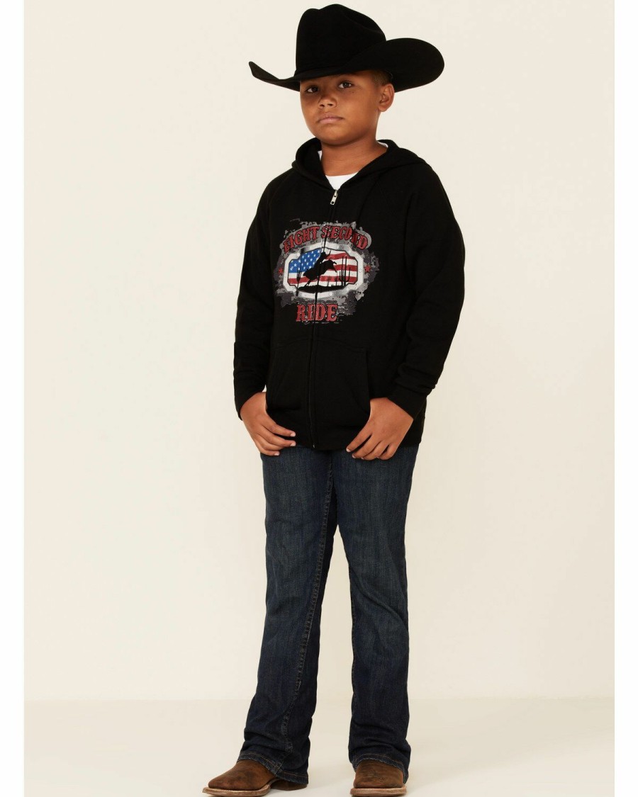 Gifts Cody James | Cody James Boys' Eight Second Ride Bullrider Graphic Zip-Front Hooded Sweatshirt Outlet