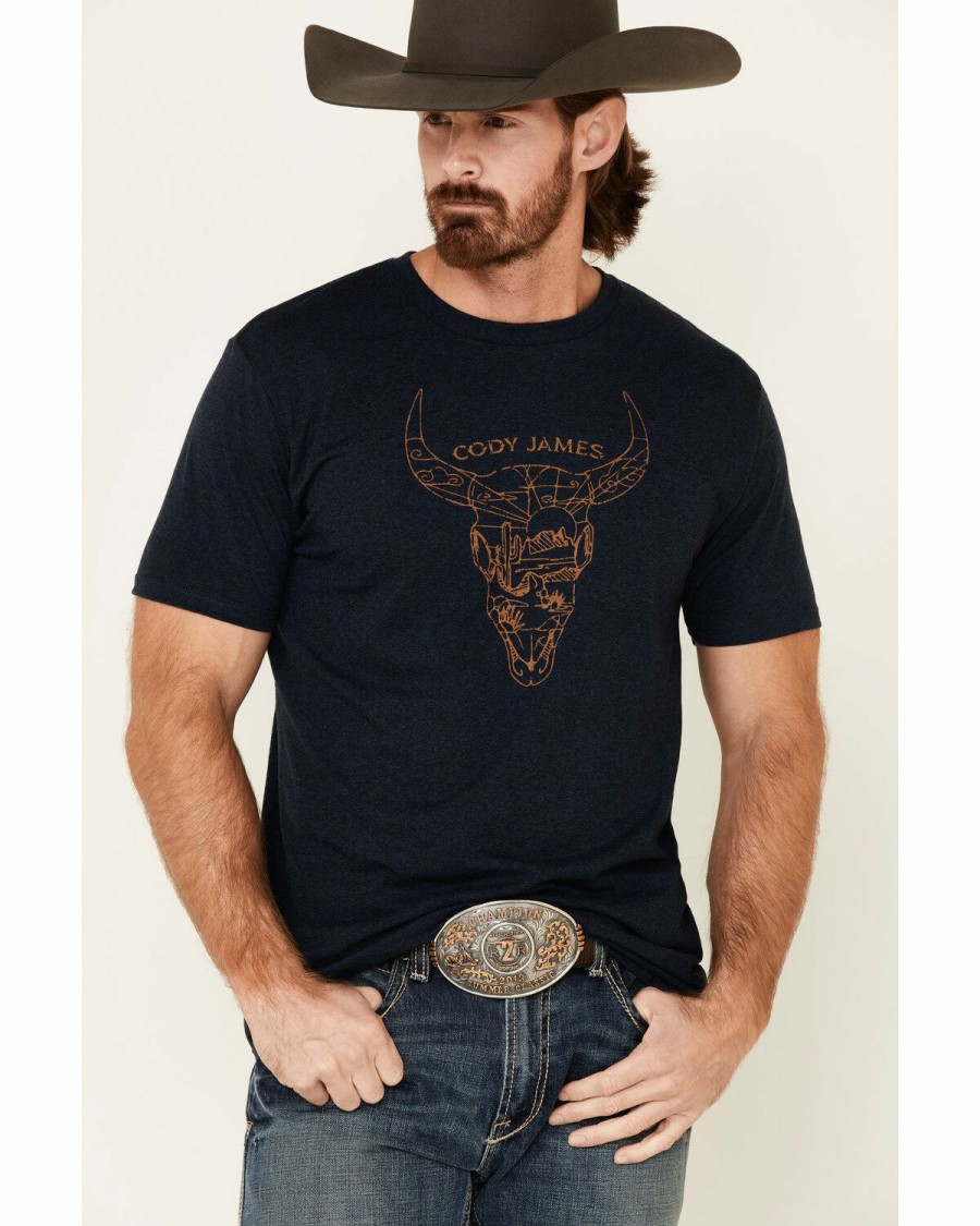 Gifts Cody James | Cody James Men'S Desert Bull Skull Graphic Short Sleeve T-Shirt Discount