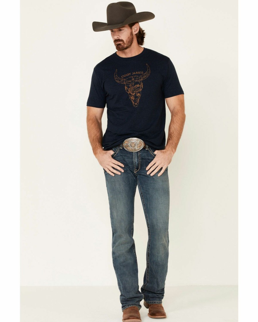 Gifts Cody James | Cody James Men'S Desert Bull Skull Graphic Short Sleeve T-Shirt Discount