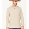 Gifts Cody James | Cody James Men'S Solid Cream Wander Long Sleeve Henley Shirt Discount