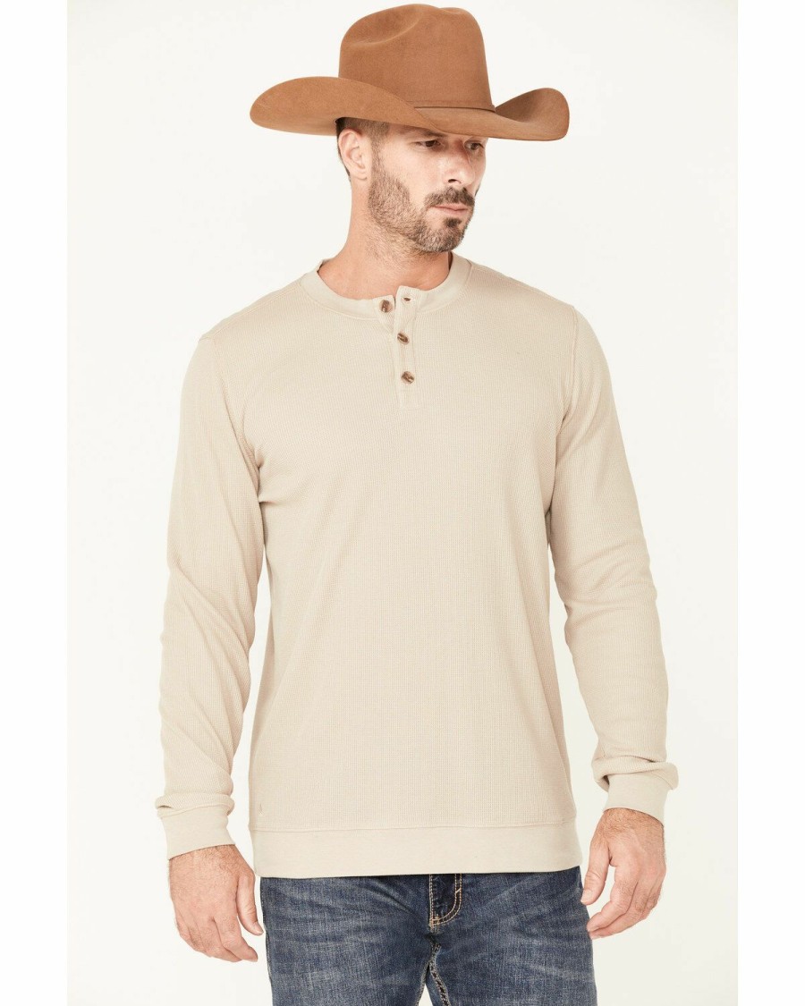 Gifts Cody James | Cody James Men'S Solid Cream Wander Long Sleeve Henley Shirt Discount