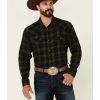 Gifts Cody James | Cody James Men'S Olive Workhorse Plaid Long Sleeve Snap Western Flannel Shirt Discount