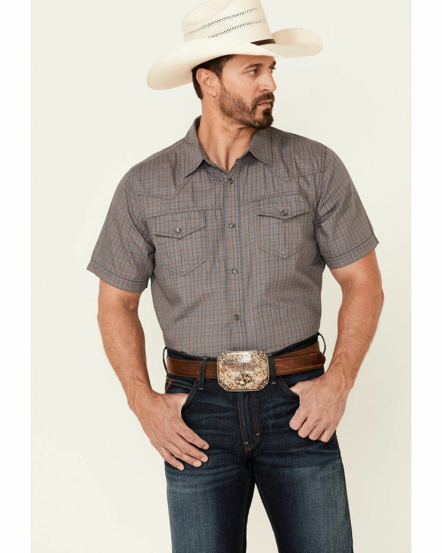 Clothing Cody James | Cody James Men'S Roundabout Small Plaid Short Sleeve Snap Western Shirt Outlet