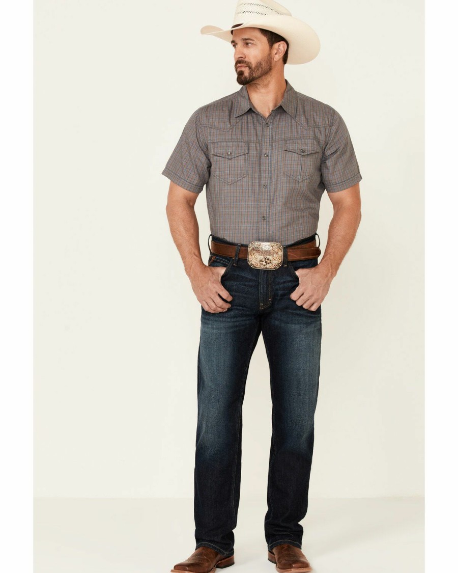 Clothing Cody James | Cody James Men'S Roundabout Small Plaid Short Sleeve Snap Western Shirt Outlet