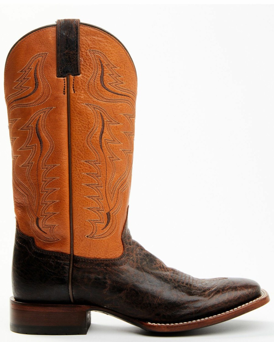 Men Cody James | Cody James Men'S Melbourne Cognac Leather Western Boots Broad Square Toe Discount