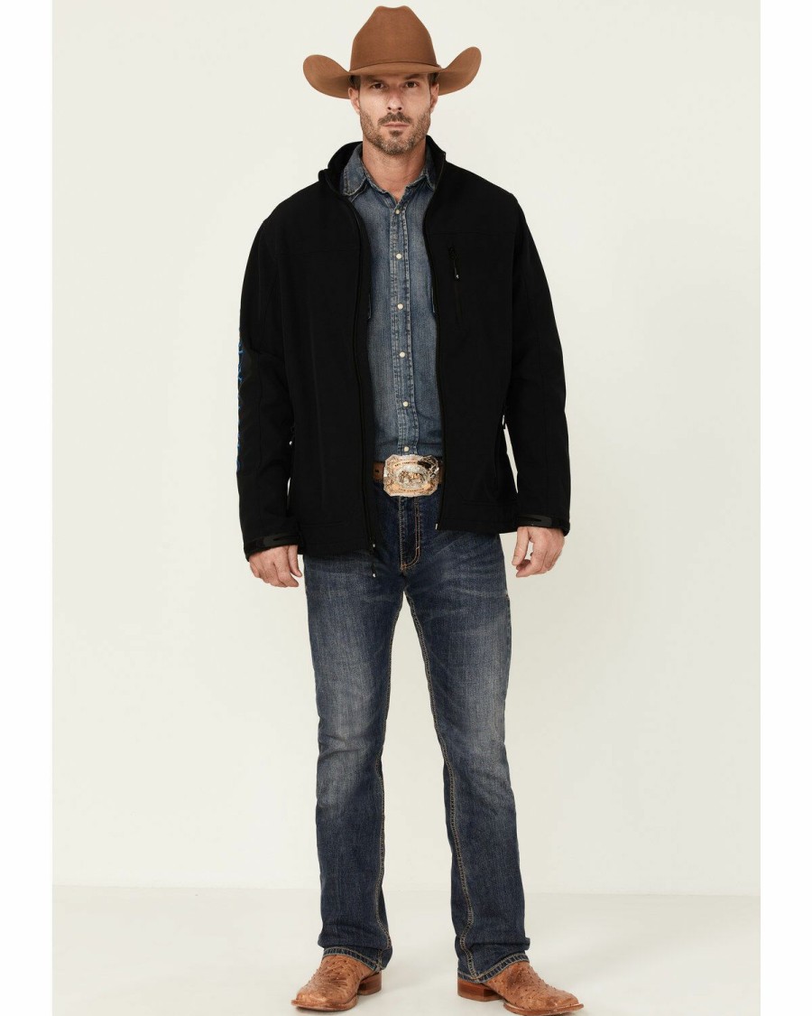 Gifts Cody James | Cody James Core Men'S Black Royal Embroidered Logo Sleeve Zip-Front Steamboat Jacket Outlet